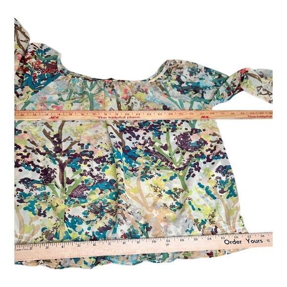 H&M Women's Multicolor Floral Sheer Long Sleeve Blouse Casual Size 2 - Picture 14 of 14